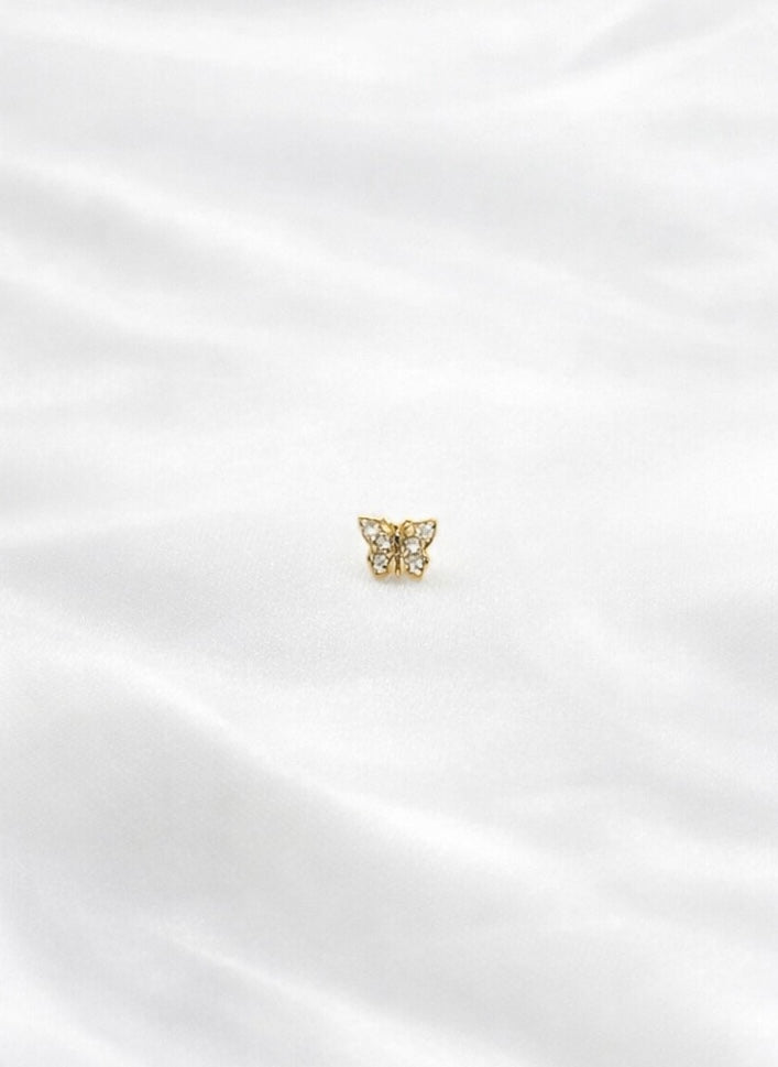 14K butterfly L shape nose jewelry